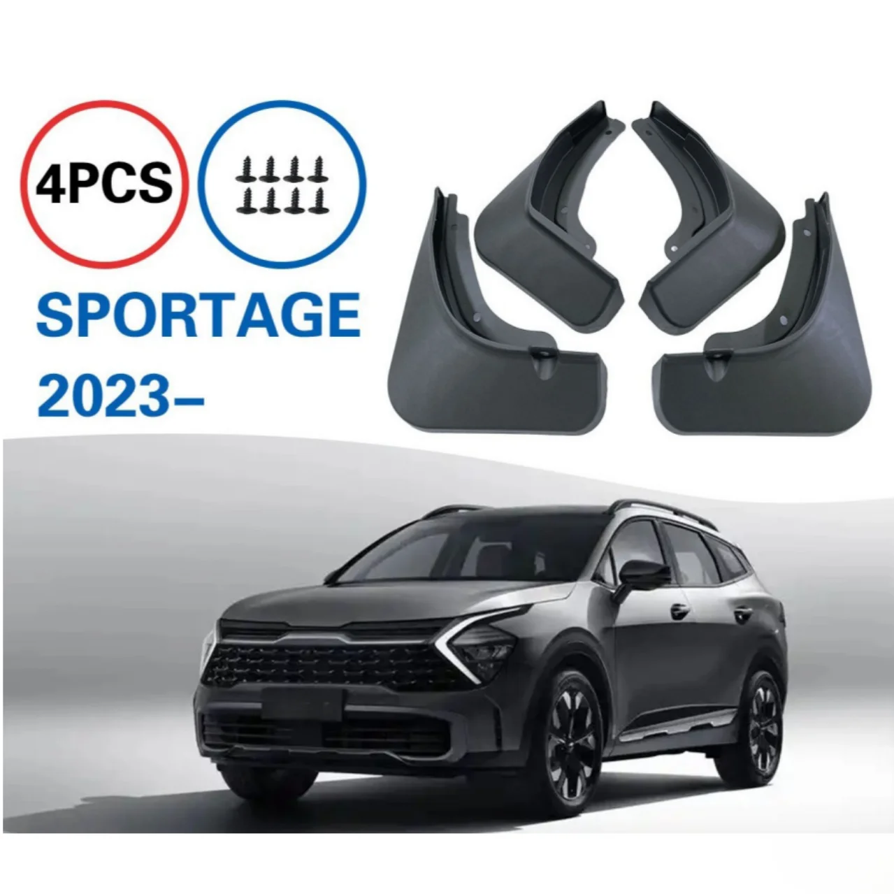 

For Sportage 2023 PP Black 4Piece Car Mudflaps Mud Flaps Splash Guards Mudguards Flap Fender Car Accessories