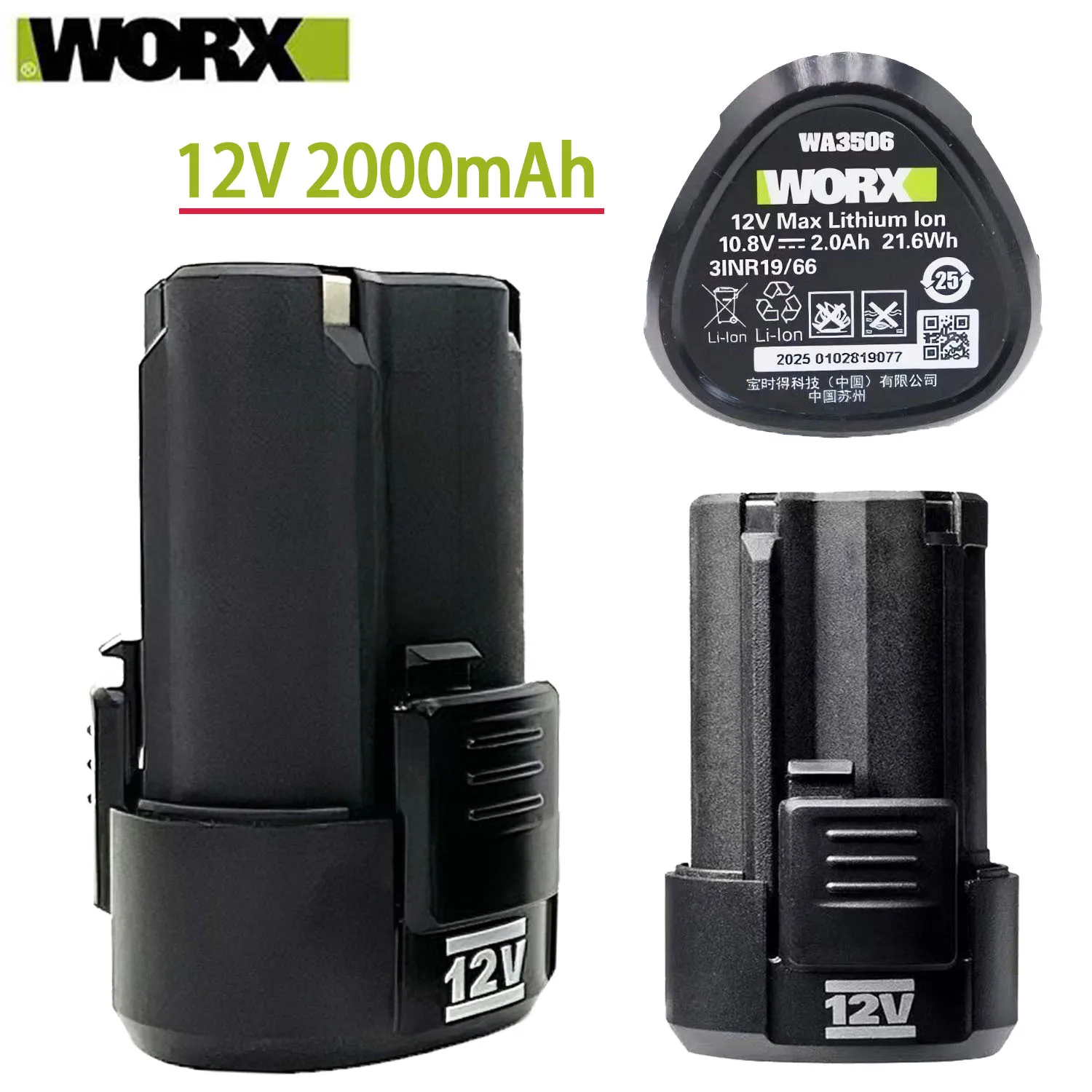 

Durable type 2.0/4.0Ah for WORX Kress 12V WA3506 WU127 WU128 WU130 WU131X WU132 WU280 WX128 WX540 Power Tool Battery