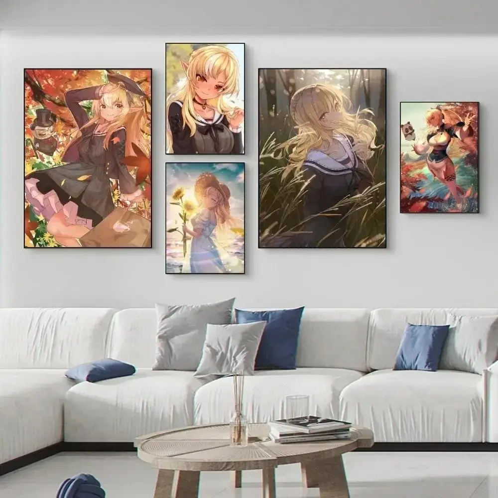 مضيئة Shiranui Hololive Vtuber أنيمي ملصق جدار الفن الحد الأدنى الجمالية طباعة قماش اللوحة لغرفة المعيشة ديكور المنزل