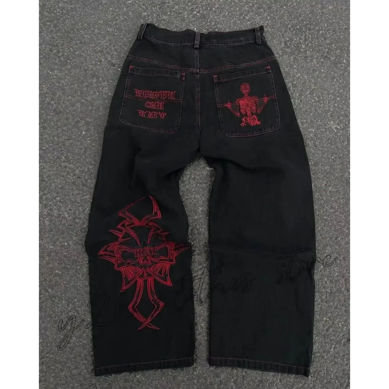 

Винтажные готические джинсы в стиле хип-хоп Y2K для мужчин и женщин, одежда из искусственной ткани, женская зимняя коллекция премиум-класса Faion