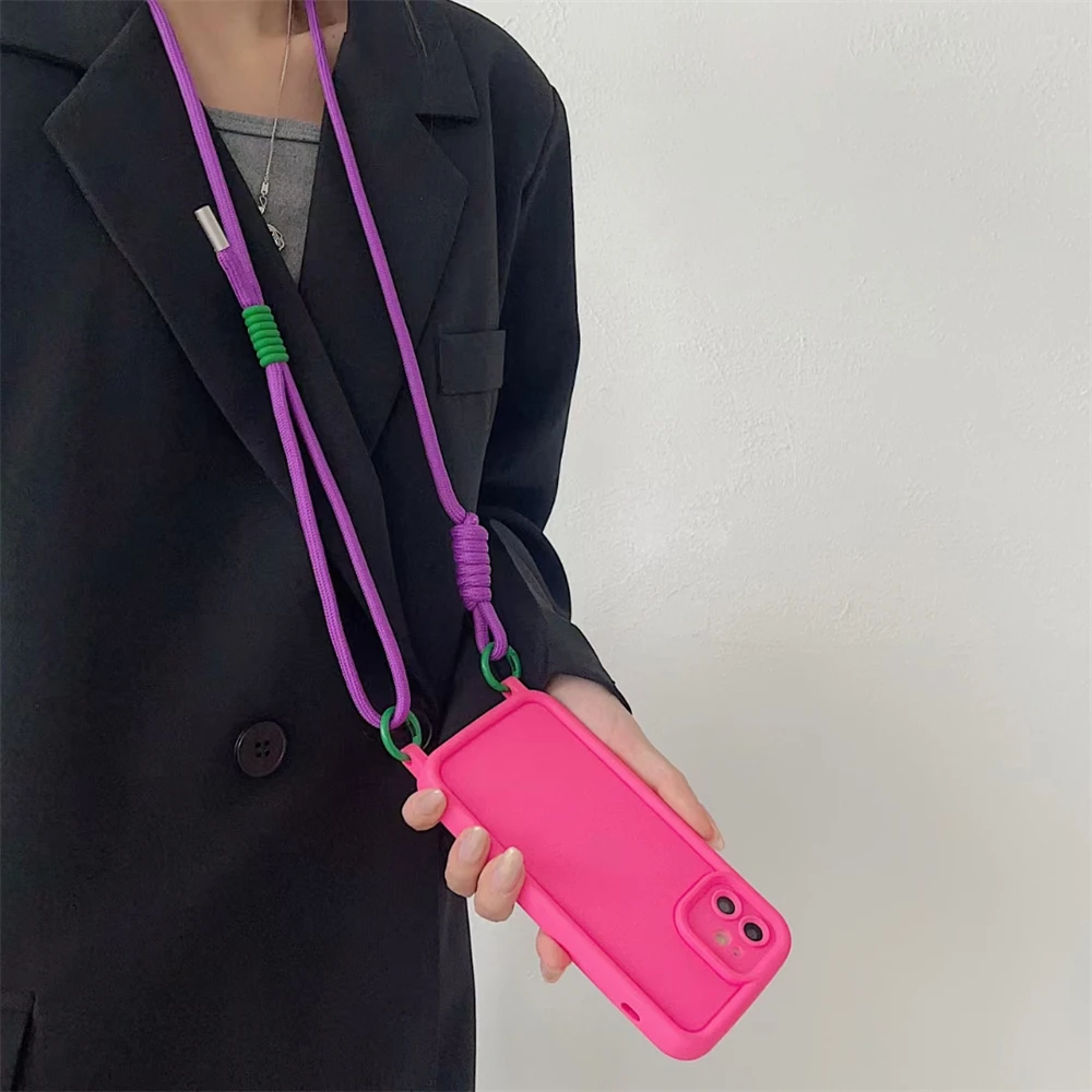قابل للتعديل Coloful Crossbody الحبل الكتف الأشرطة المفاتيح حلقة رئيسية حبل مضفر هدايا للنساء الرجال ملحقات الهاتف المحمول
