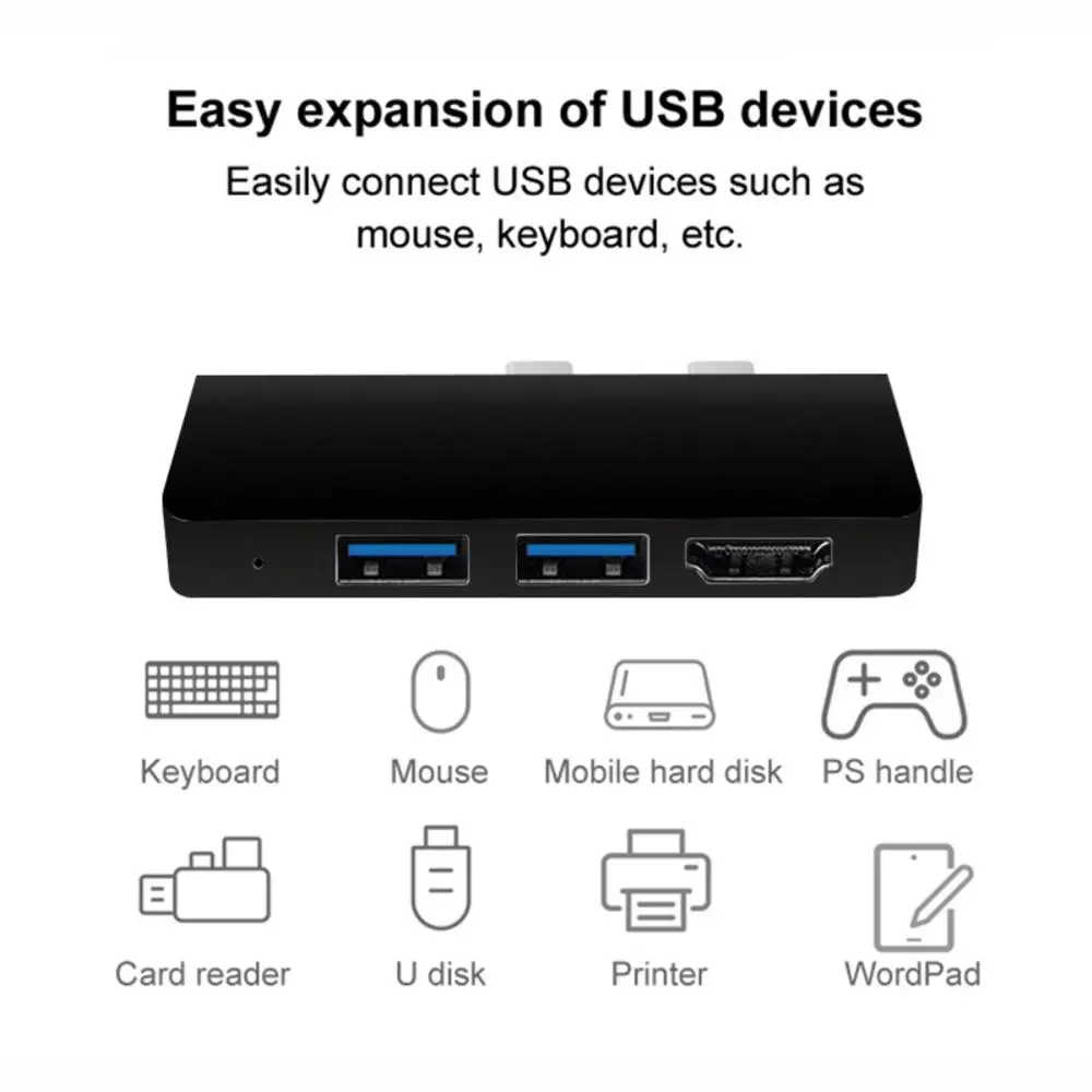 For Microsoft Surface 8 7 6 5 4 Hub 5/6 in 1 USB Docking Station with 4K HDMI-compatible USB 3.0 Memory Card Slot Reader