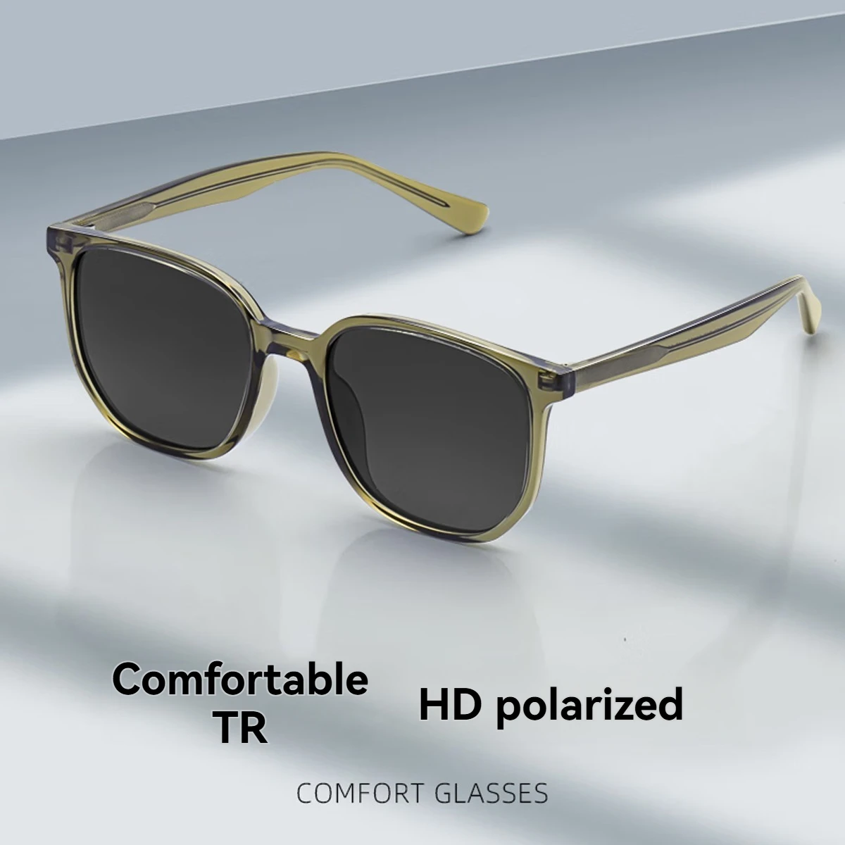 

FYTOO2025 Comfortable TR Sunglasses Men Women Square Frame HD Polarized UV400 Protection Driving Eyewear 9127