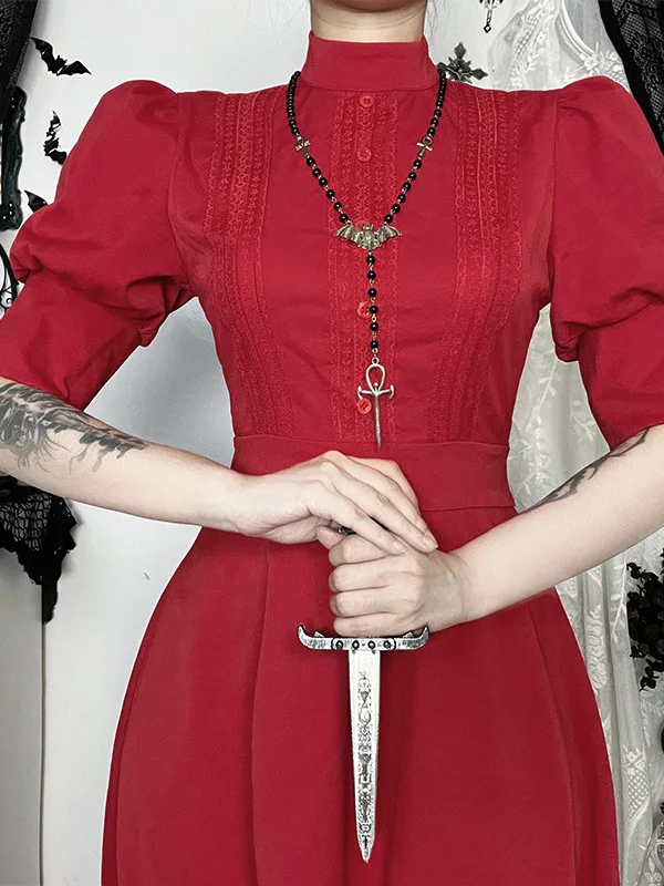 Abito rosso di Halloween Costume cosplay Abiti gotici Tuta da donna slim fit Rojita giapponese Maniche lunghe Abiti a vita alta