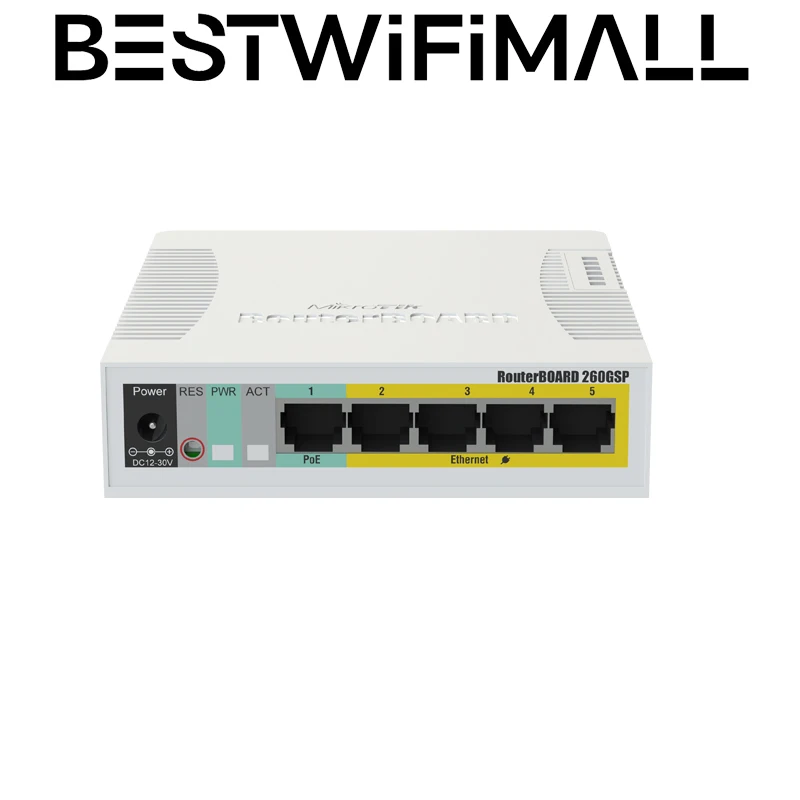 MikroTik CSS106-1G-4P-1S, Alternative Model Of RB260GSP, 5x Gigabit PoE Out Ethernet Smart Switch SFP Cage Plastic Case SwOS