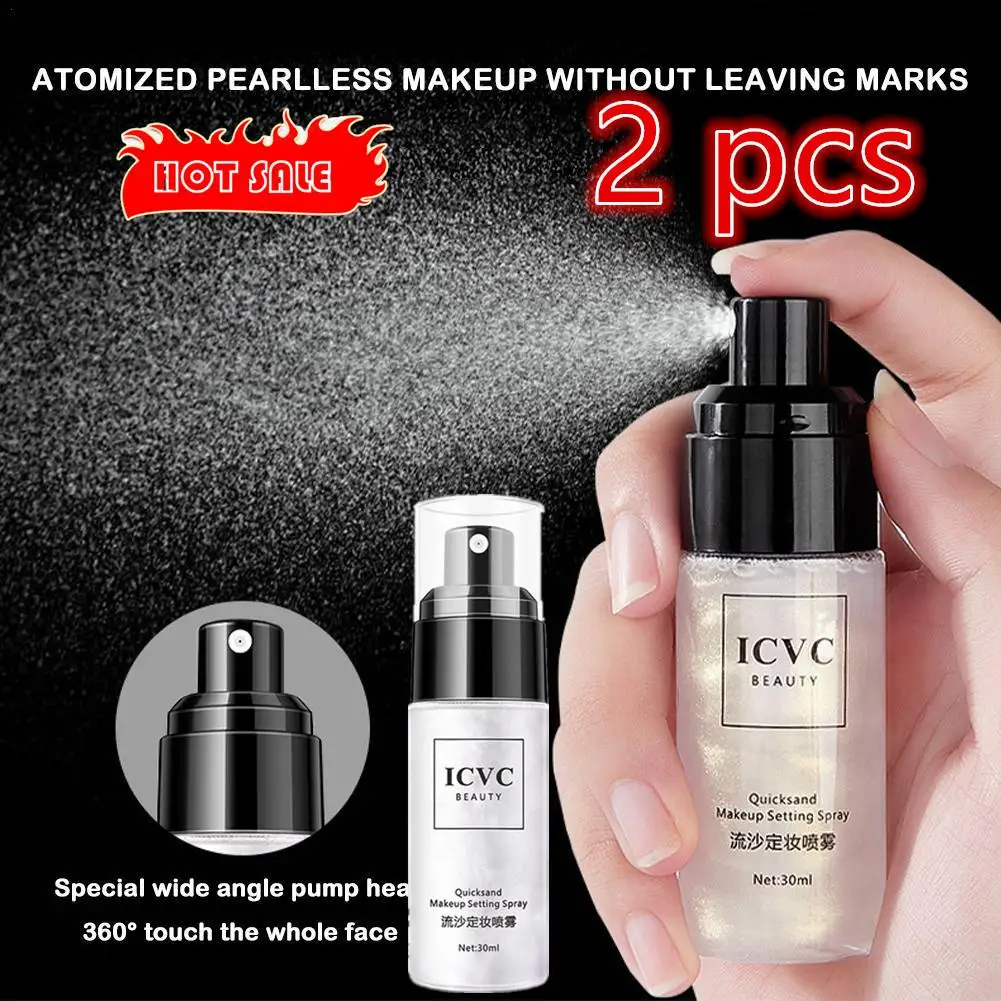 

2pc Glitter Fast Finishing Makeup Setting Spray Moisturizing Waterproof Foundation Lasting Oil Make Spray Long Fixer Contr J8L8