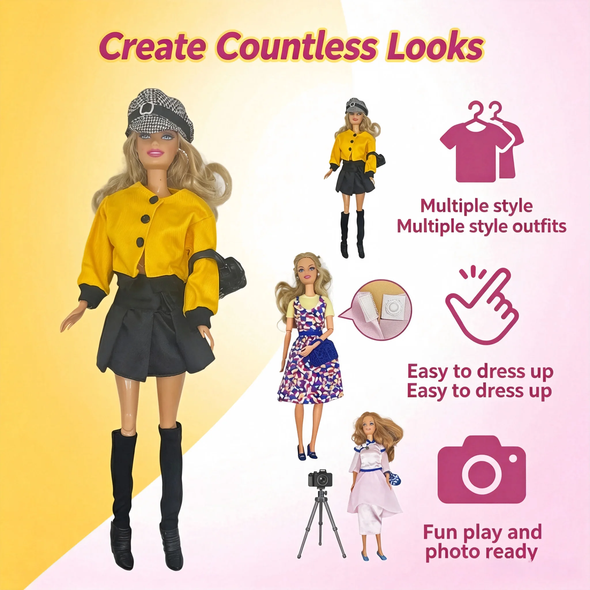 1/6 Scale Y2K Street Fashion Doll Outfit, Complete Set With Shoes & Bag Accessories, Doll Clothes Only 3