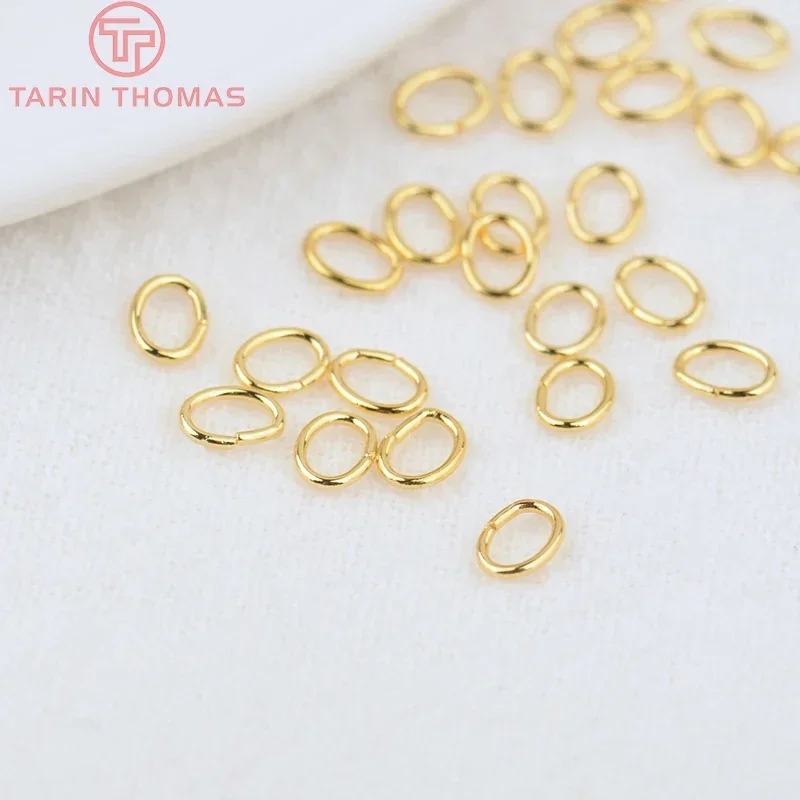 

(3650)5g 3x4x0.5MM 5x7x0.8MM 24K Gold Color Plated Brass Oval Jump rings Split rings Quality Jewelry Accessories