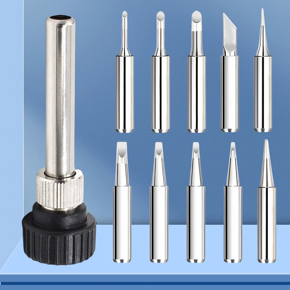 11 Pcs Soldering Iron Tips W/ Welding Sleeve 900M Lead-Free Replaceable Soldering Tip Welding Tips Head Welding Station Tools