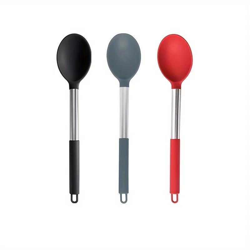Durable Silicone Spoon with Tube Handle for Easy Gripping and Safe Cooking