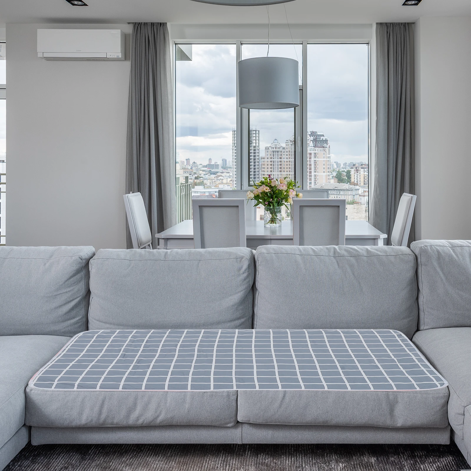 

Waterproof Mattress 120X80CM Silver Gray Grid Incontinence Pad for Adults Seniors Toddlers Washable Reusable Bed Pads Travel