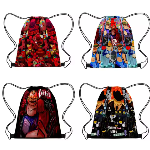 3D New Roblox Forsaken Gubby Backpack Anime Portable Drawstring Bag Drawstring Pocket Miscellaneous Bags Travel School Backpack