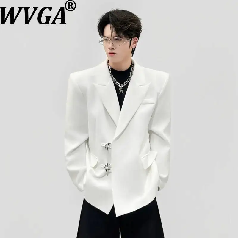 

WVGA Spring New Man Tide Deconstructed Metal Buckle Padded Shoulder Trendy Blazers Niche Chic Casual High-End Jackets Ins W23599