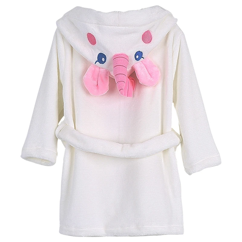 Kids Robes Cute Animal Flannel Sleepwear Robes Toddler Girls Solid Soft Cozy Hooded Warm Pajamas Casual Bathrobes Children Gifts