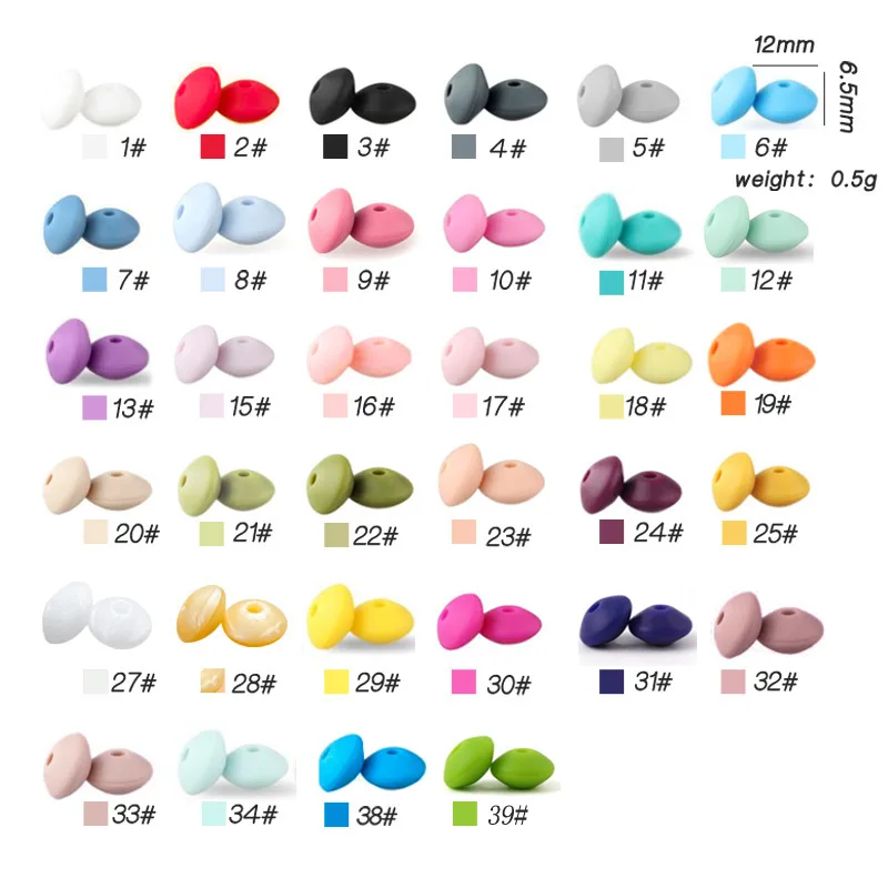 50pcs factory direct silicone beads, 12mm silicone beads, diy pacifier anti-drop chain accessories pins for crocs  ibbitz set