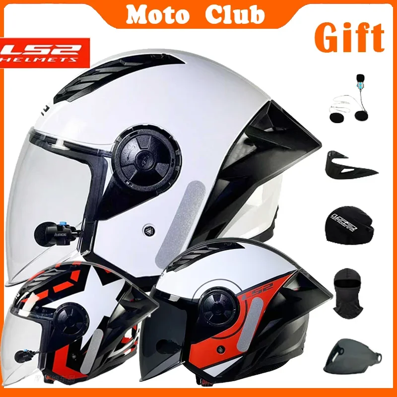 LS2 Motorcycle Helmet Capacete LS2 OF616 Airflow Ⅱ Big Tail Wing Jet Scooter Half Helmets Cascos Para Moto 3/4 Open Face Helmets