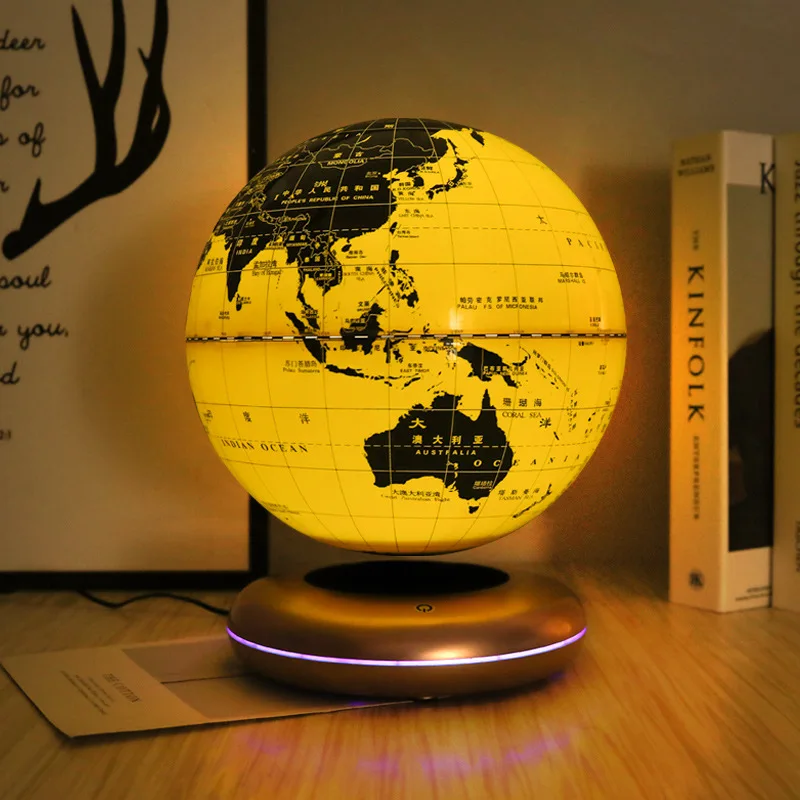 

Office living room ornament Douyin same 8-inch gold globe creative gift luminous magnetic levitation globe