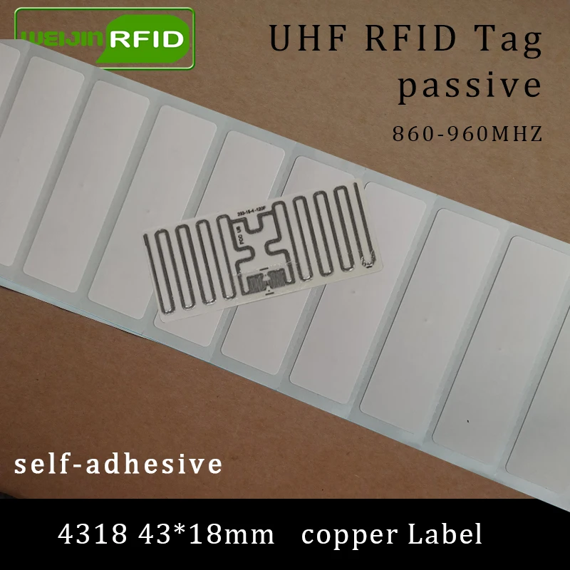 UHF RFID tag NXP U8 43x18mm printable copper paper label 915mhz 900mhz 868mhz 860-960MHZ EPC 6C adhesive passive RFID label