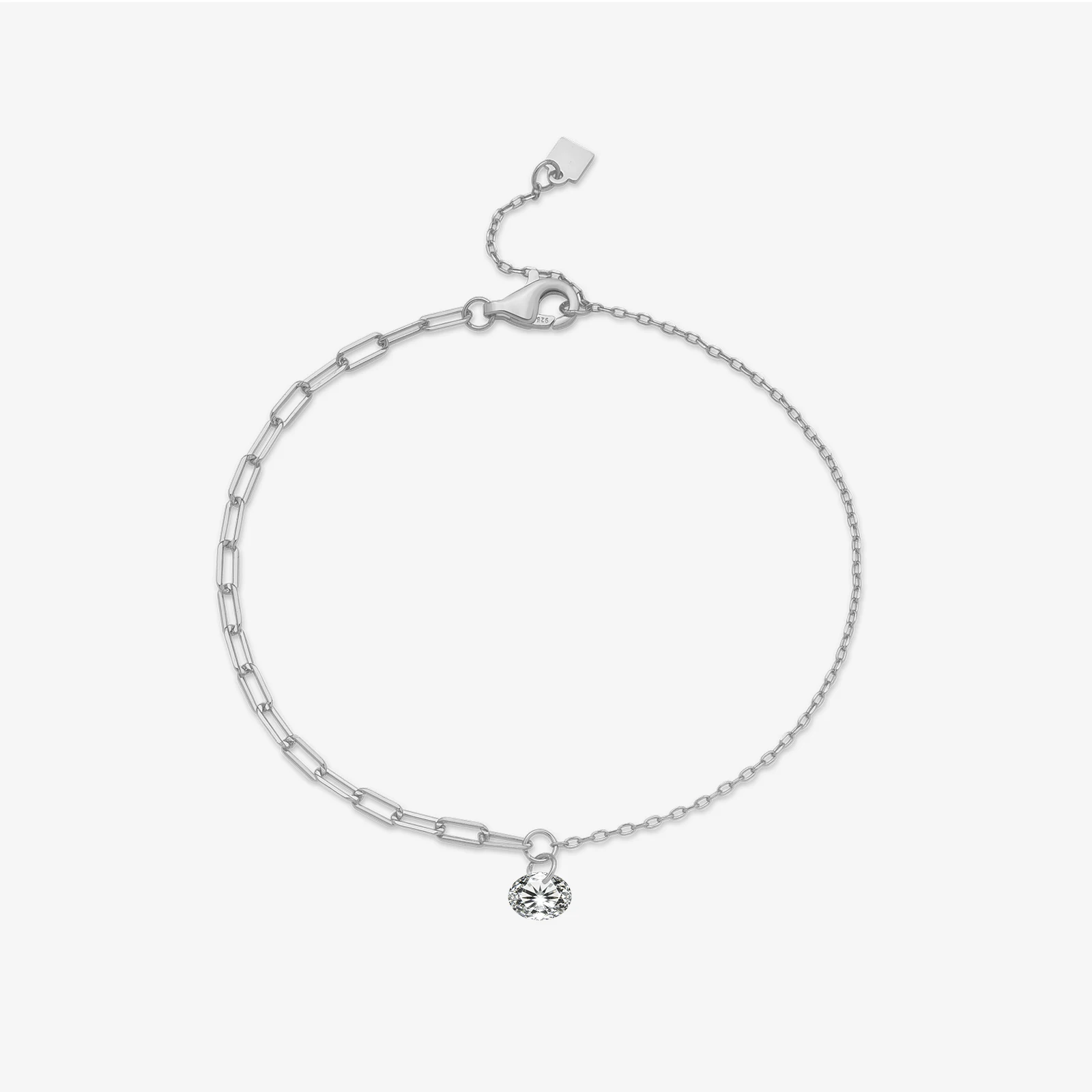VEWANT 925 Sterling Silver Oval CZ Zircon Charm Asymmetric Paperclip Chain Bracelet 2026 Women Fashion Wedding Jewelry Gift