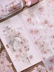 XiaoBaiJia Studio Vintage Pink Lily Floral Washi PET Tape DIY Card Making Scrapbooking Plan Decorative Sticker