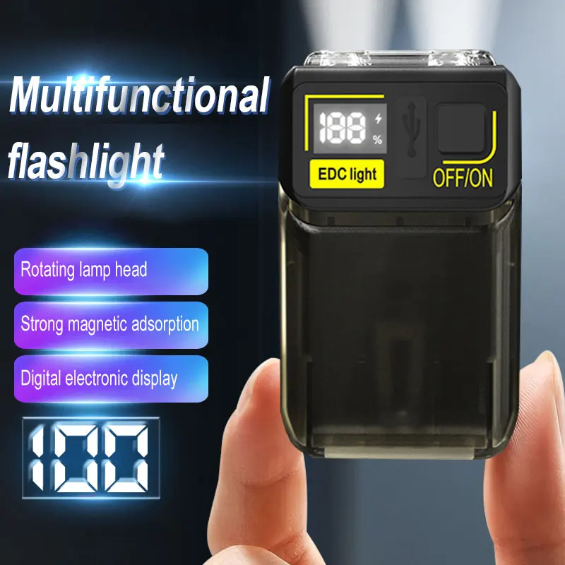 Multifunctional Ajustable Angle Flashlight Super Bright USB Rechargeable Mini Work Light Portable Magnet Emergency Light