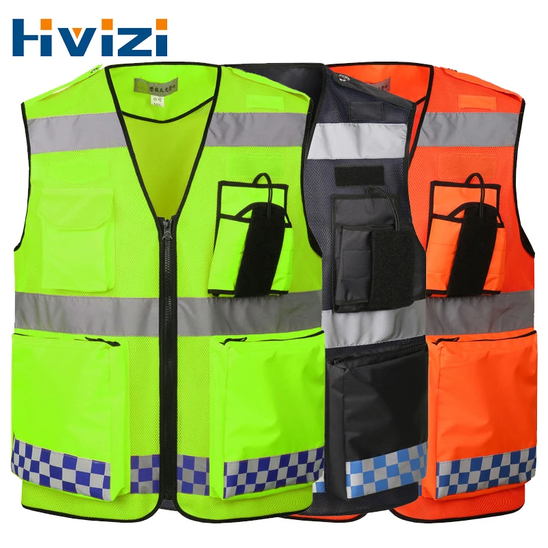 

Unisex High Visibility Reflective Safety Vest Multi Pockets Workwear Safety Protective Clothing Traffic Warning Mesh Waistcoat