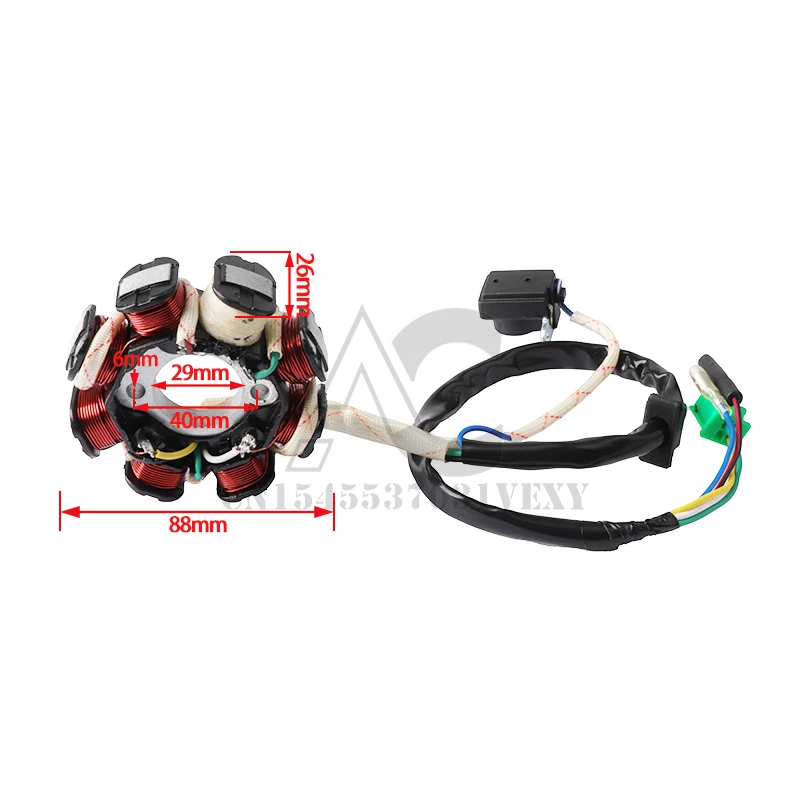 Motorcycle 8-Stage Coil Magnetic Alternator Stator for GY6 125cc 150cc 152QMI 157QMJ Chinese Scooter Moped ATV Kart Quad Engine