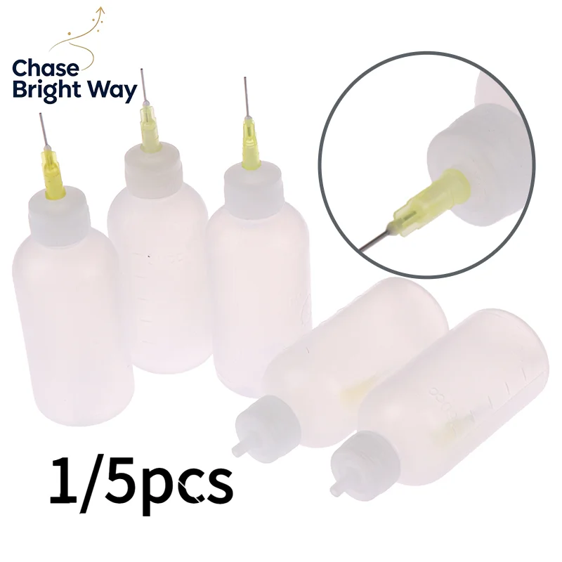 50ml Liquid Glue Needle Dispenser Bottle Refillable Fine Tip Soldering Rosin Applicator for Electronics PCB Work