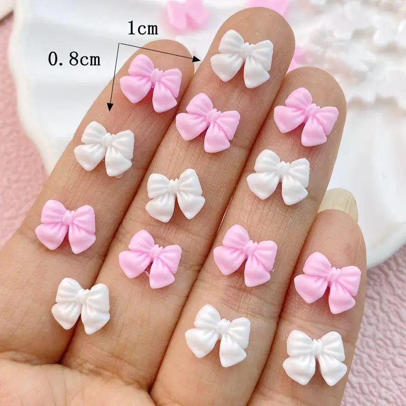 100Pcs New Mixed Nail Art Resin Mini Bow Designer Charms Rhinestones DIY Craft For Nail 3D Decorations