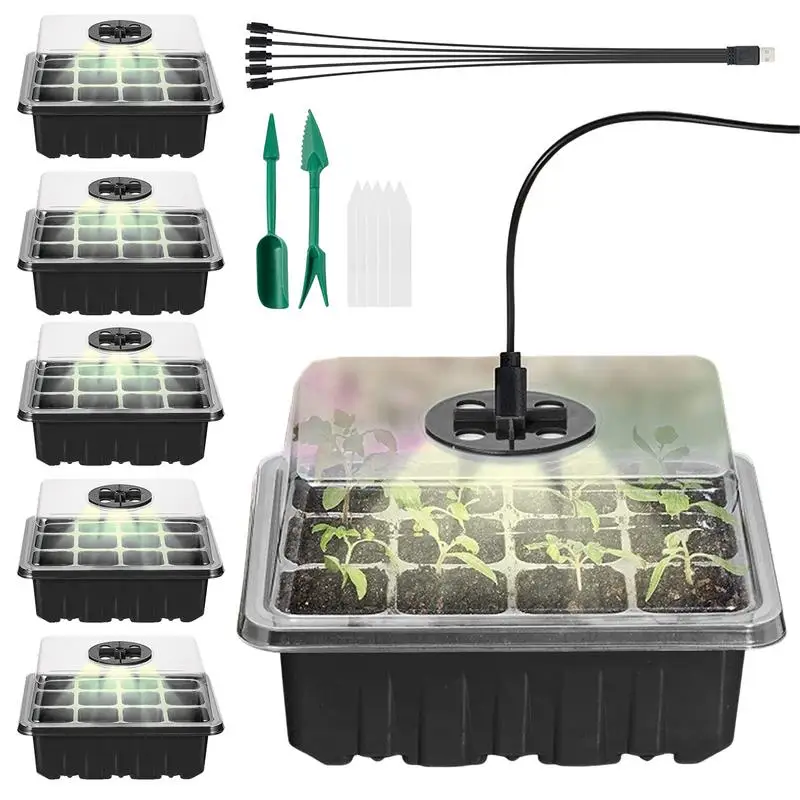 

Seed Tray Seed Trays With Grow Light Plant Germination Kit For Seed Starting Include Grow Light Seeding Tools 60 Cells Total