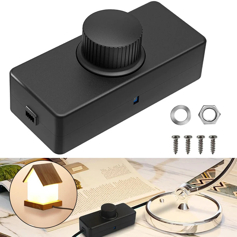 3100W Inline Dimmer Switch With Built In Rotary ON/OFF Knob Control For Energy Saving And Extended Bulb Life 220 240Vac