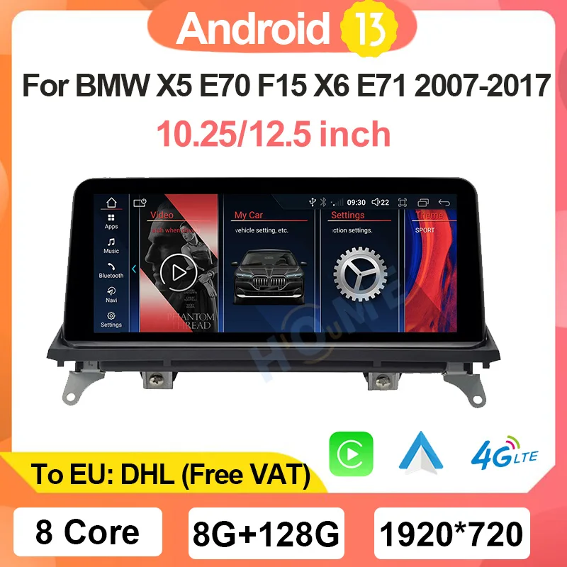 

Multimedia Screen Factory Price ID8 12.5" 8 Core Android 13 Auto Radio Carplay For BMW X5 X6 E70 E71 Car Video Player Navigation