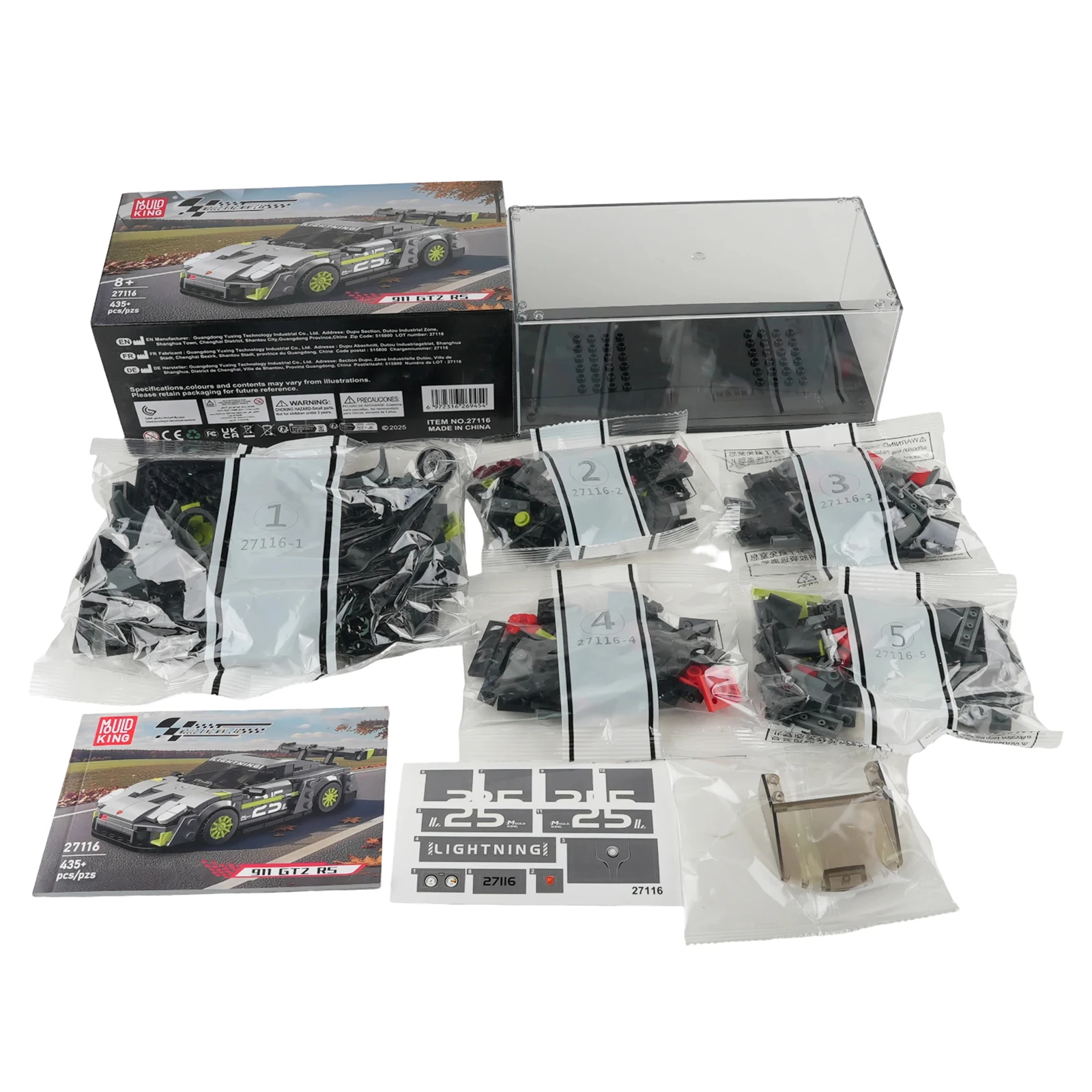 

Mould King 27116 911 BTZ R5 GT Racing Car Building Blocks Mini Sports Car Model with Display Box Collectible Toys Gift 435PCS