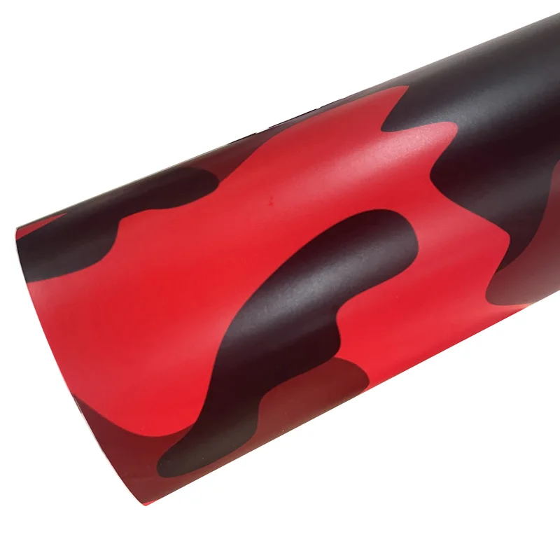 Premium Camouflage Black Red Vinyl Wrap Film Self Adhesive Car Decal Sticker Wrapping with Air Release Bubble Free view 5