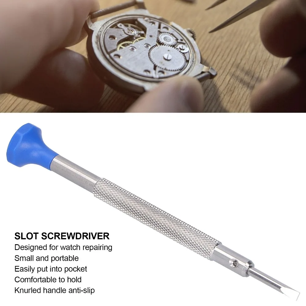 Stainless Steel Slot Screwdriver Anti Slip Knurled Handle One Word Watch Repair Tool Watch Screwdriver Watch Maintenance