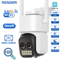BESDER 10MP WiFi Camera Outdoor Dual Lens Human Detection Alert 10X Digital Zoom PTZ 5MP Two-Way Audio CCTV Security IP Camera