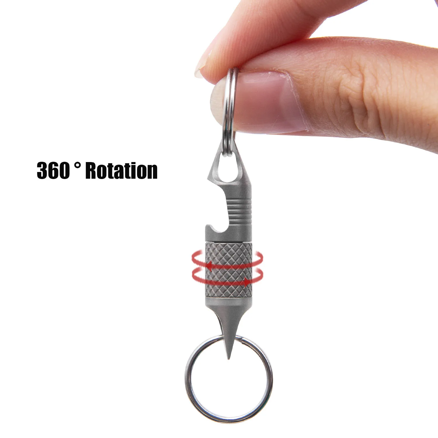 360 ° Rotation Titanium Alloy Keychain Bottle Opener Unboxing Travel Gadgets Keyring Outdoor EDC Survival Tool Multifunctional P