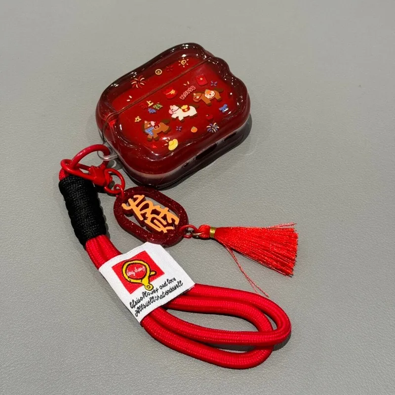 

Chinese 2026 Year of the Horse AirPods Case - Chinese New Year Silicone Protective Cover with Lucky Charm