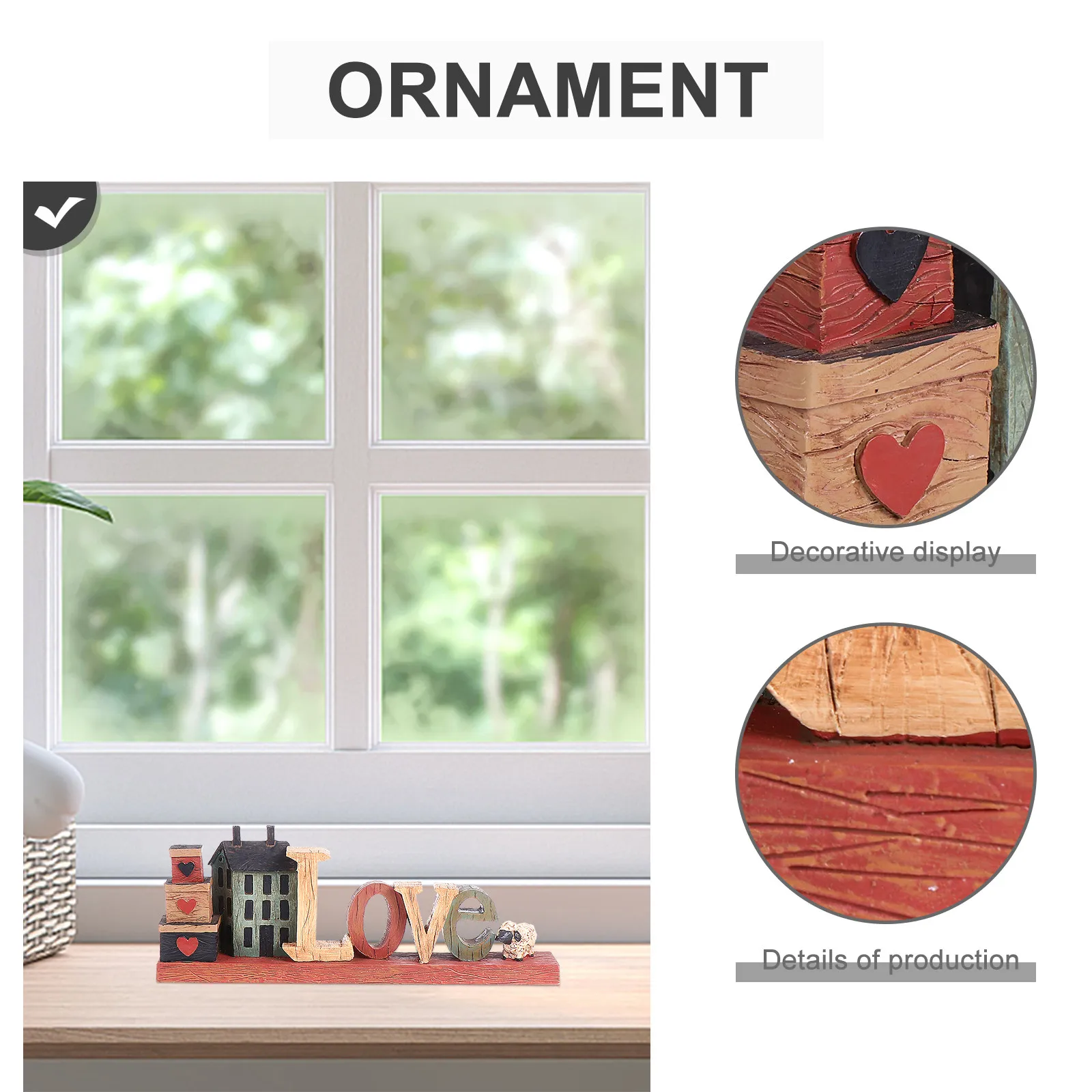 

1Pcs Desktop Letter Sign Decor Resin Love Wedding Sign Ornament Fine Craftsmanship Home Decoration for Bookcase Table Shelf