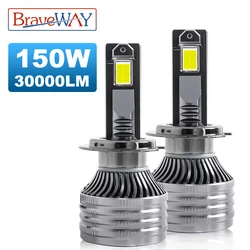 BraveWAY 150W 30000LM H4 H7 H11 9005/HB3 9006/HB4 車用最も明るい LED 電球 12V 6000K LED ヘッドライトバルブ( Canbus 付き