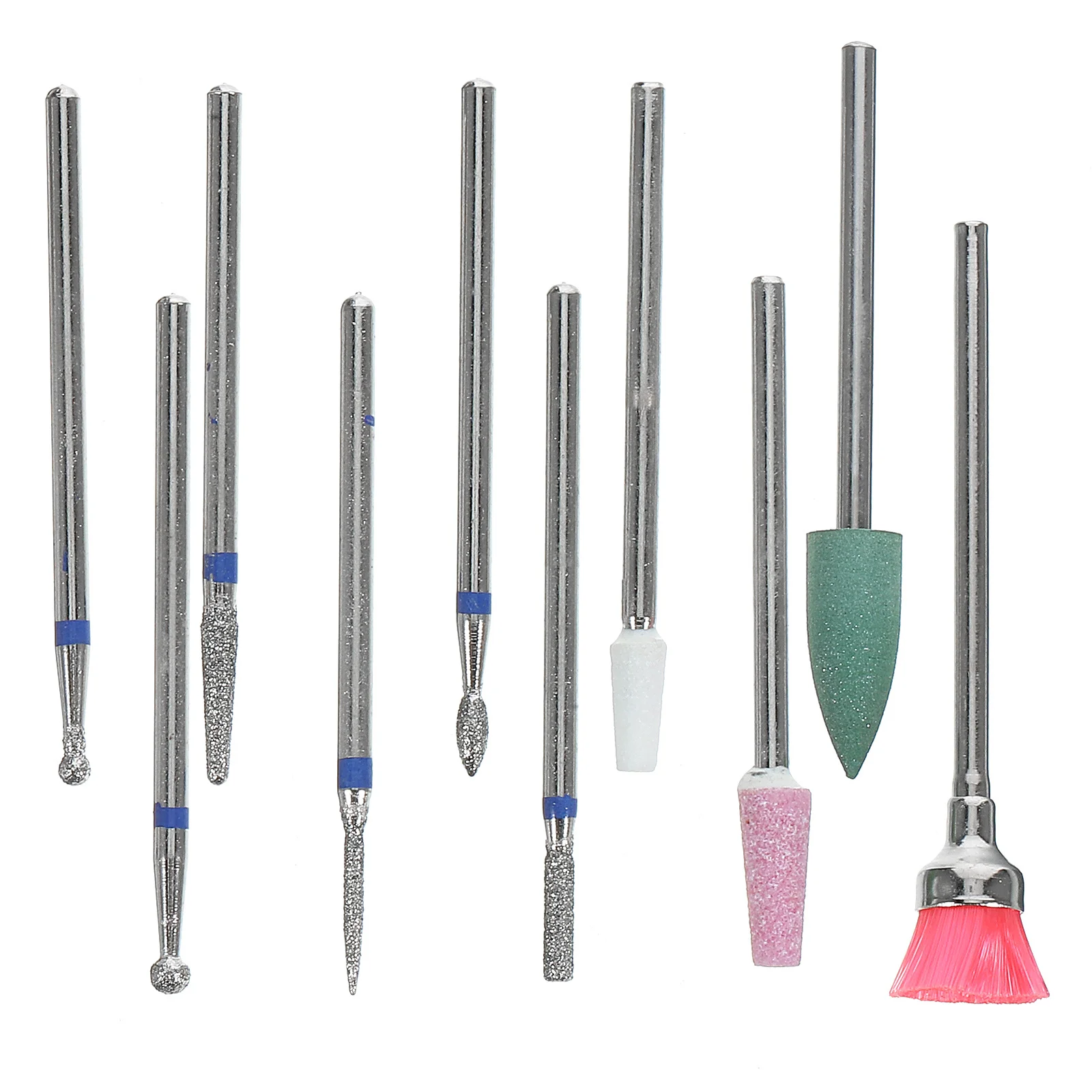 10pcs Nail Grinding Diamond For Electric Manicure Drill Machine Polishing Care Tool Kit Nail Drill Bits Set Manicure