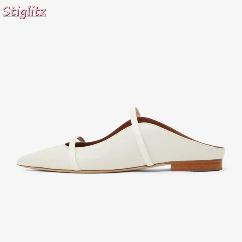 Pointed Toe Strappy Slippers Retro Solid Shallow Roman Flat with Pull-on Mules 2025 Women's Fashion New Casual Outside Shoes - Image 4
