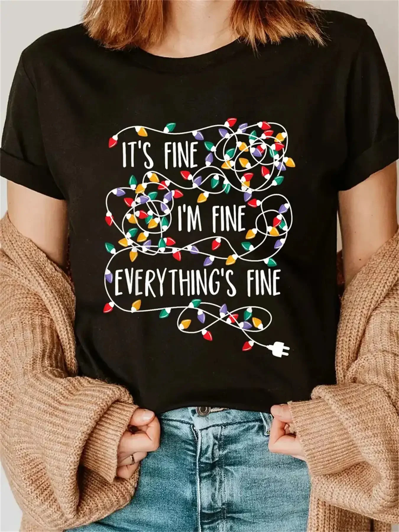 The printed crew neck T-shirt is made of soft micro-elastic polyester fabric, suitable for casual short-sleeved tops