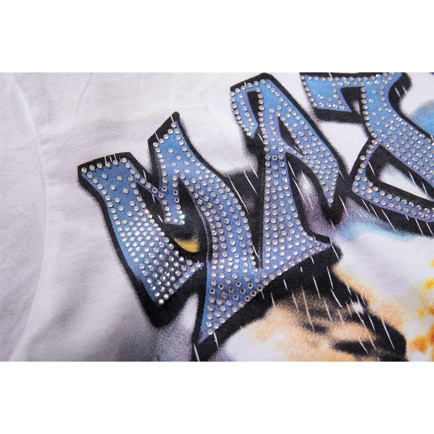 MAJESTIK American street style angel print rhinestone short-sleeved T-shirt for men and women loose-fitting rock top summer wear
