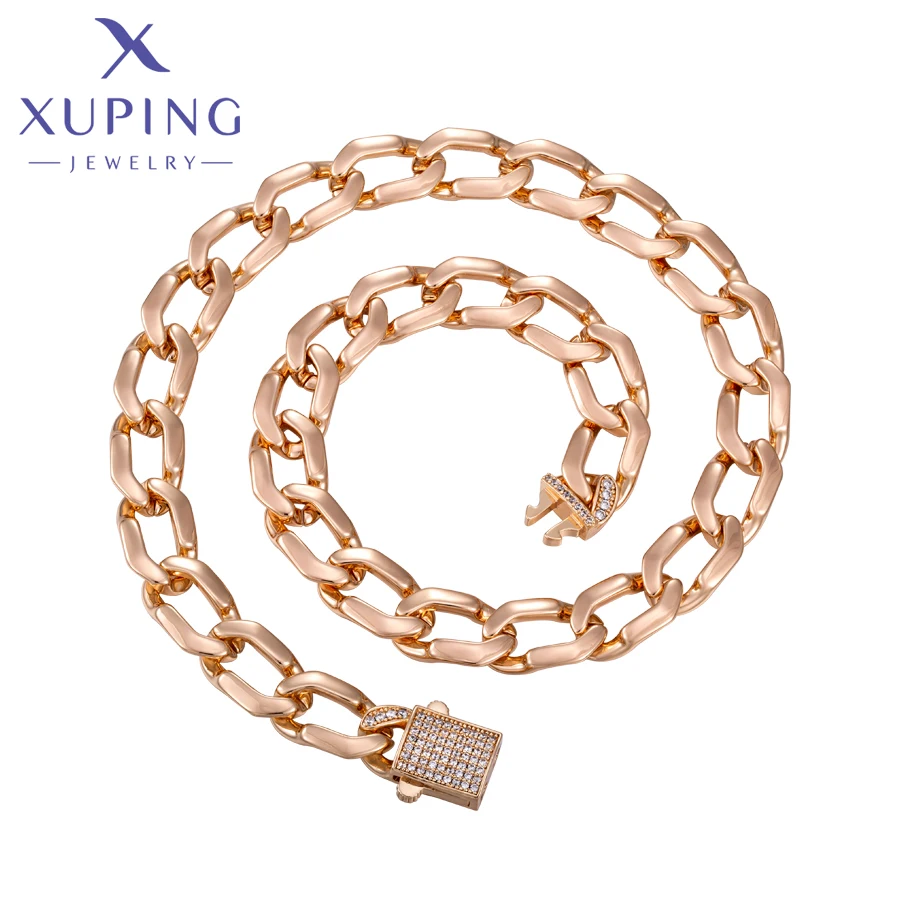 Xuping Jewelry New Arrival Fashion Stone 40cm Hot Lock Gold Color Charm Pendant Necklace for Women Girls Exquisite Gift