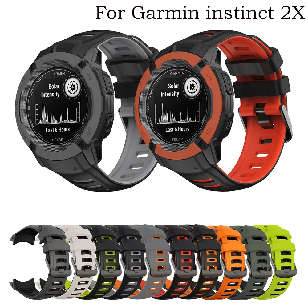 26MM Silicone Watch Strap For Garmin Instinct 2X Solar-Tactical Edition SmartWatch Bracelet WatchBand Band Replacement Wirstband