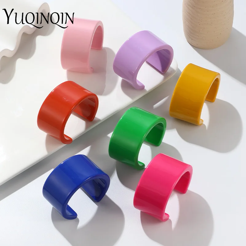 New Big Colorful Resin Acrylic Cuff Open Bangles for Girls Wide Bangles Bracelets for Women Indian Party Fashion Jewelry Gifts