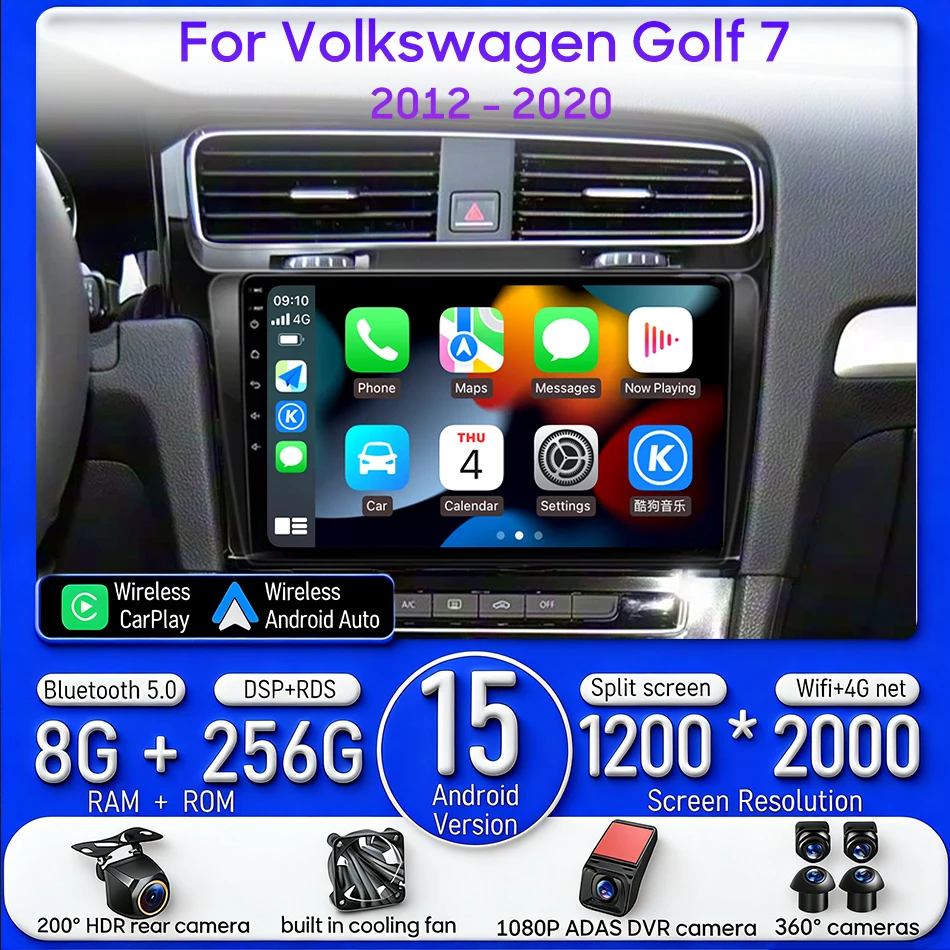 

Android 15 For Volkswagen Golf 7 2012 - 2020 Car Multimedia Player Carplay Auto Head Unit Radio Video Stereo Navigation GPS 2din