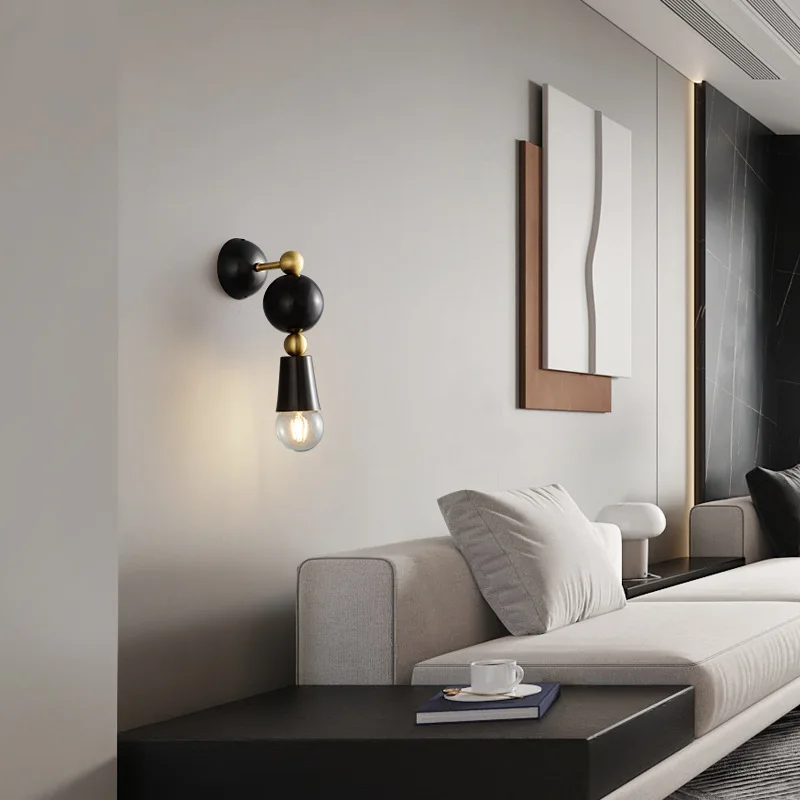

Modern Nordic minimalist decorative home all copper wall lamp, living room bedroom hotel exhibition hall art design wall lamp