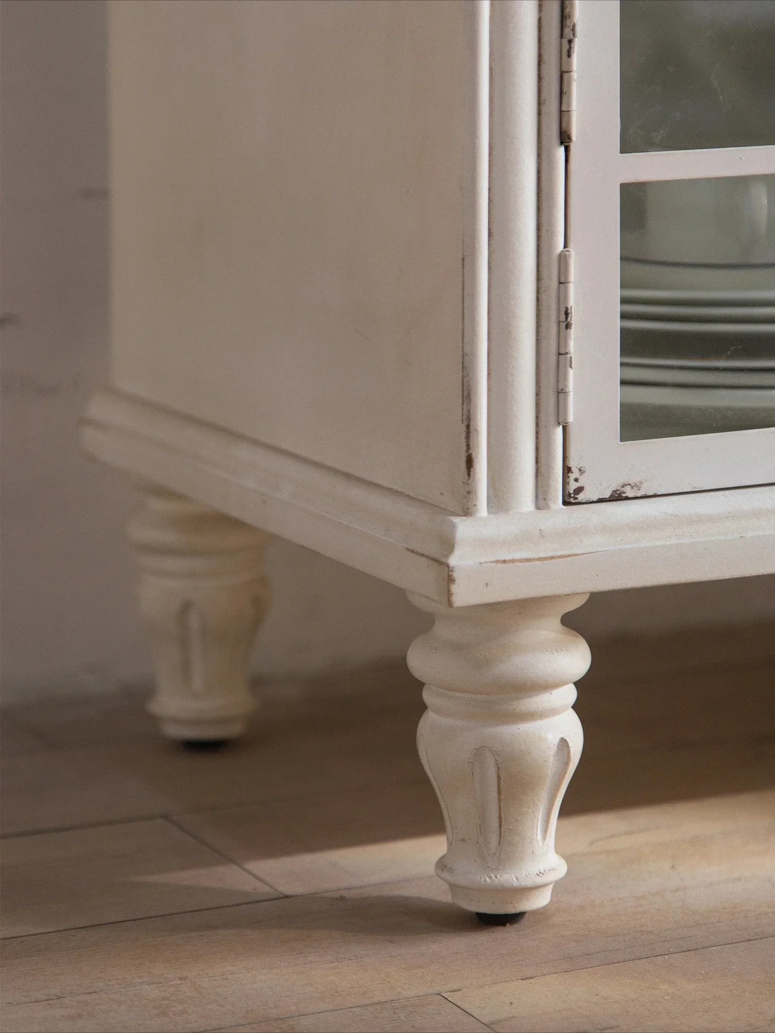 الفرنسية الرجعية خزانة التلفزيون الخشب الصلب الشمال النمط الرعوي غرفة المعيشة الأبيض خزانة حديدية خزانة #6